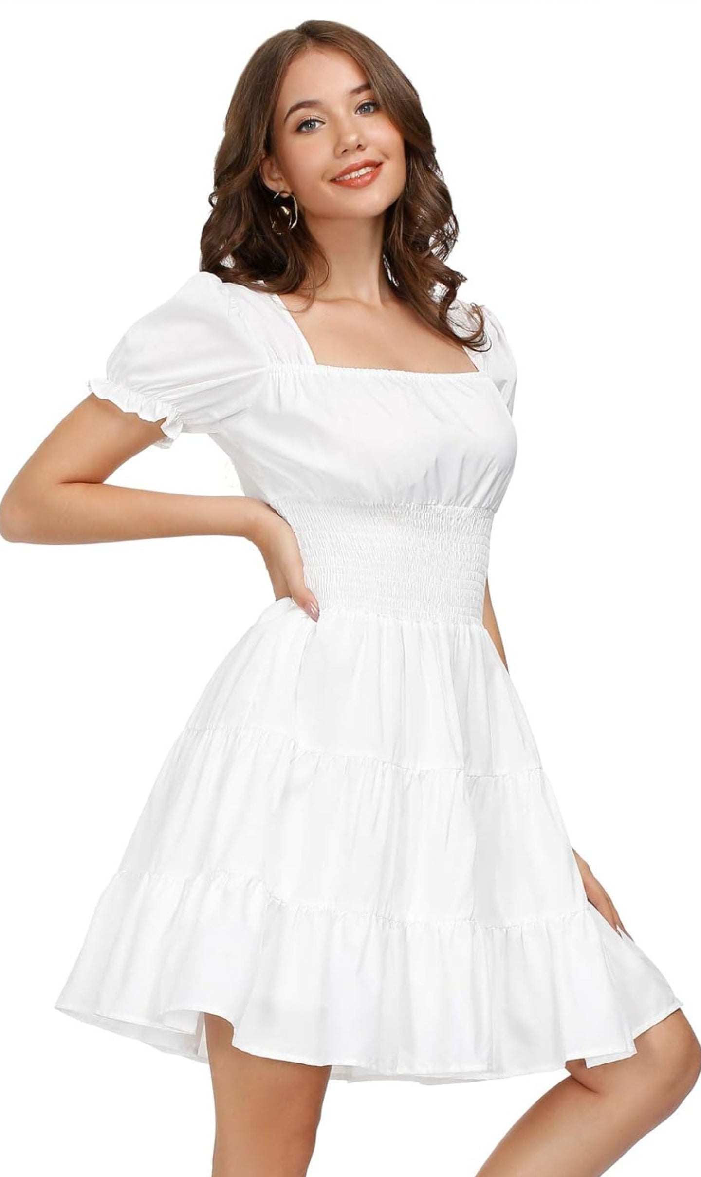 Kandy Kole Ruffled White Summer Mini Dress