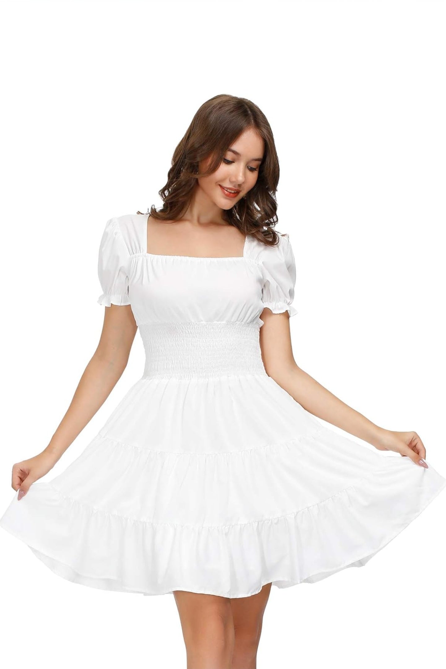 Kandy Kole Ruffled White Summer Mini Dress