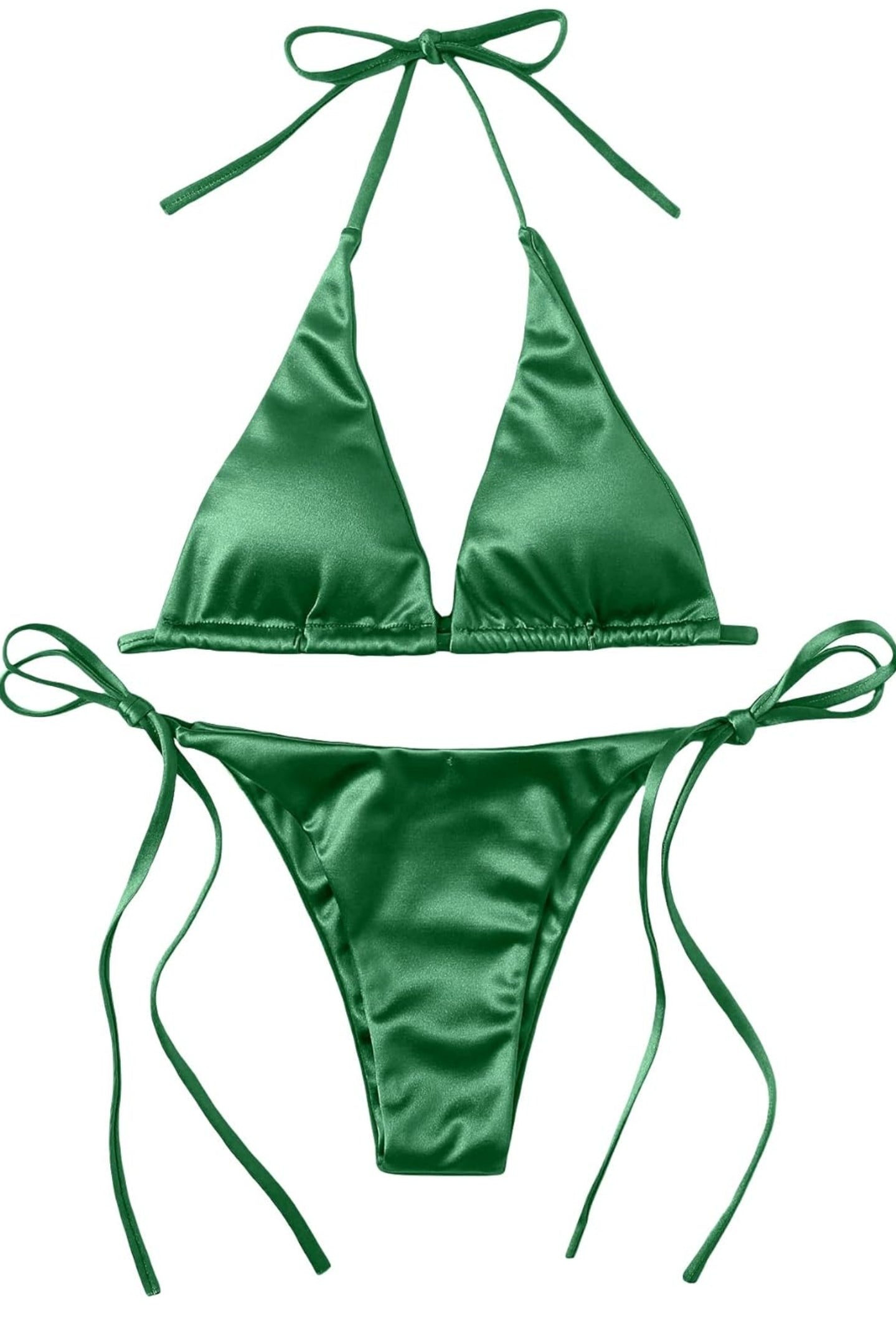 Metallic Halter Top 2 Piece Swimsuit