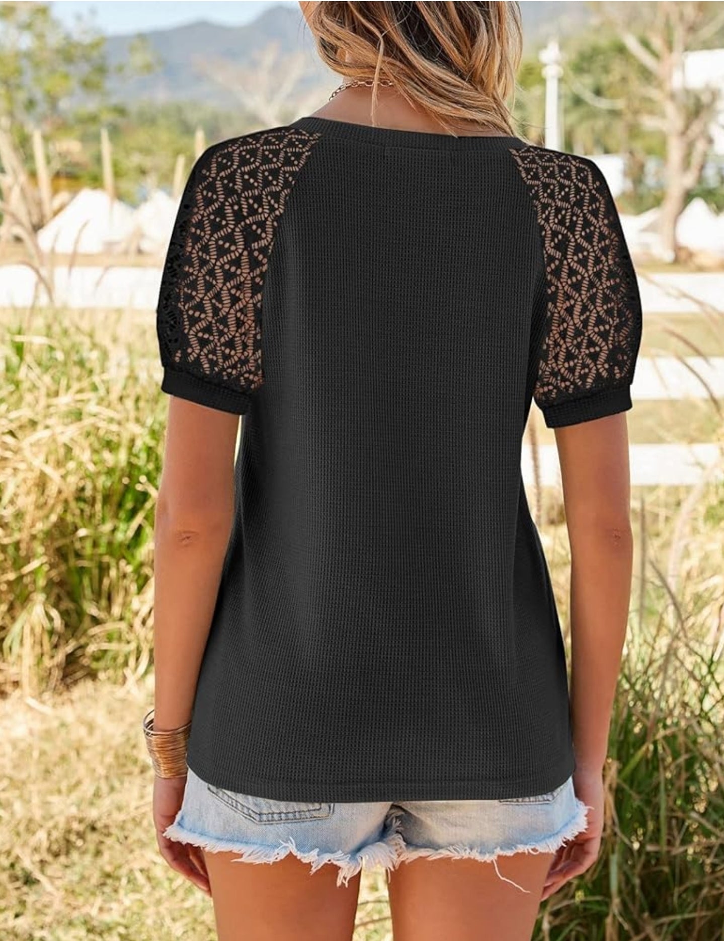 Merokeety Women's Summer Lace VNeck Top