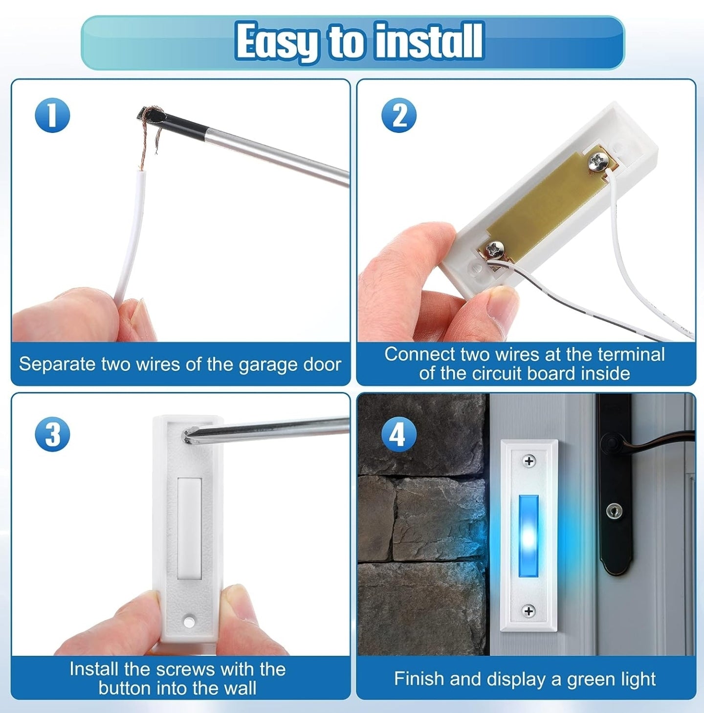 LED Blue Lighted Doorbell (2Pk)