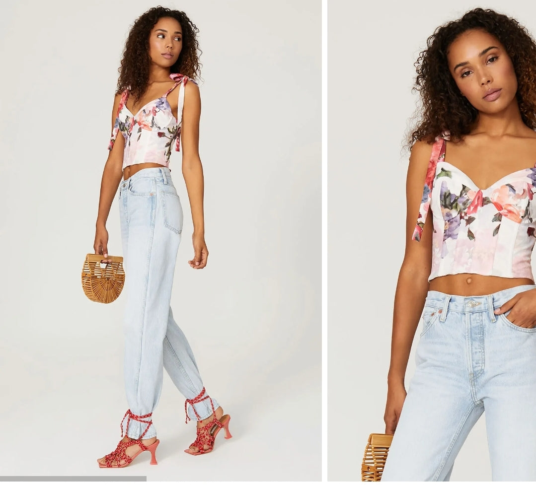 PatBo Floral Bustier Top