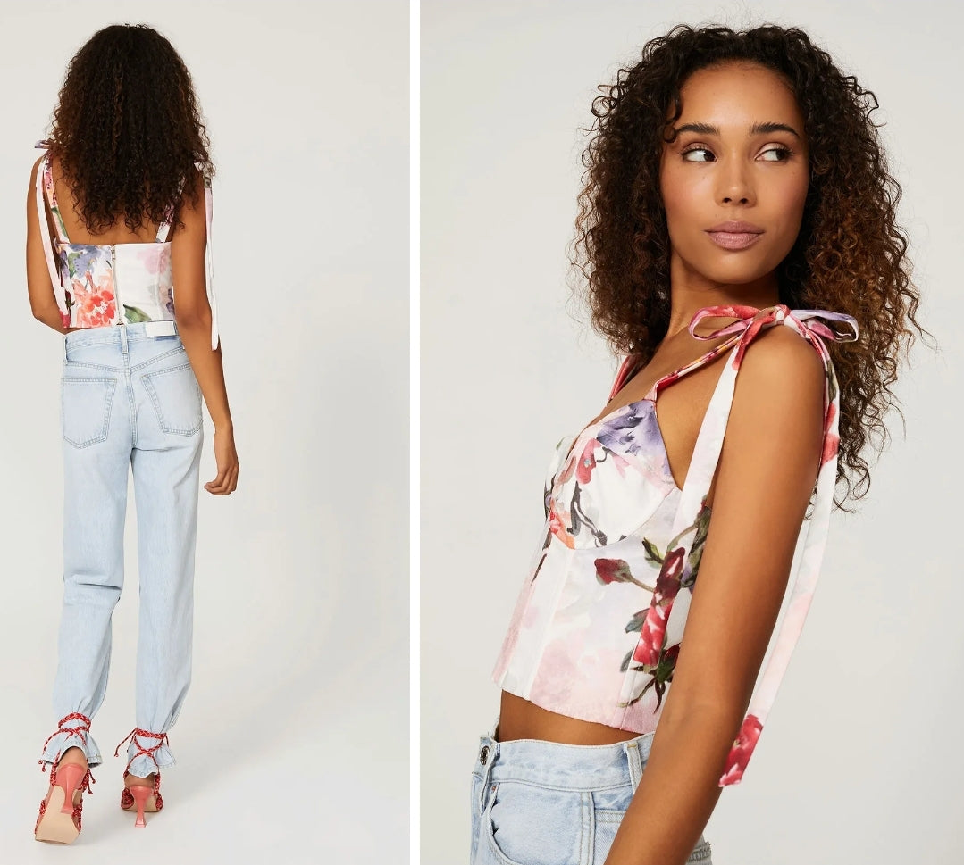 PatBo Floral Bustier Top