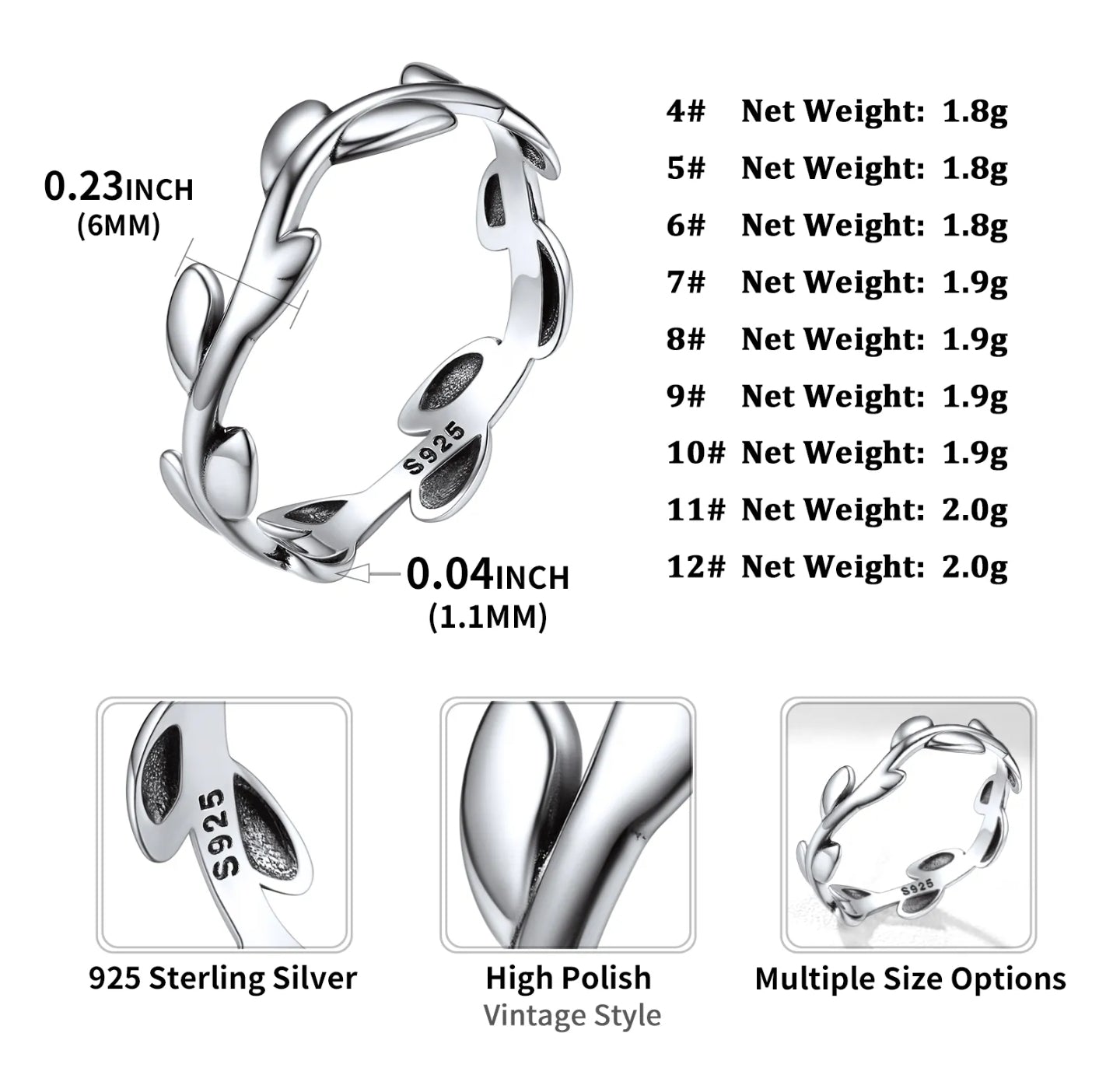ChicSilver Olive Leaf Ring (Size: 9)