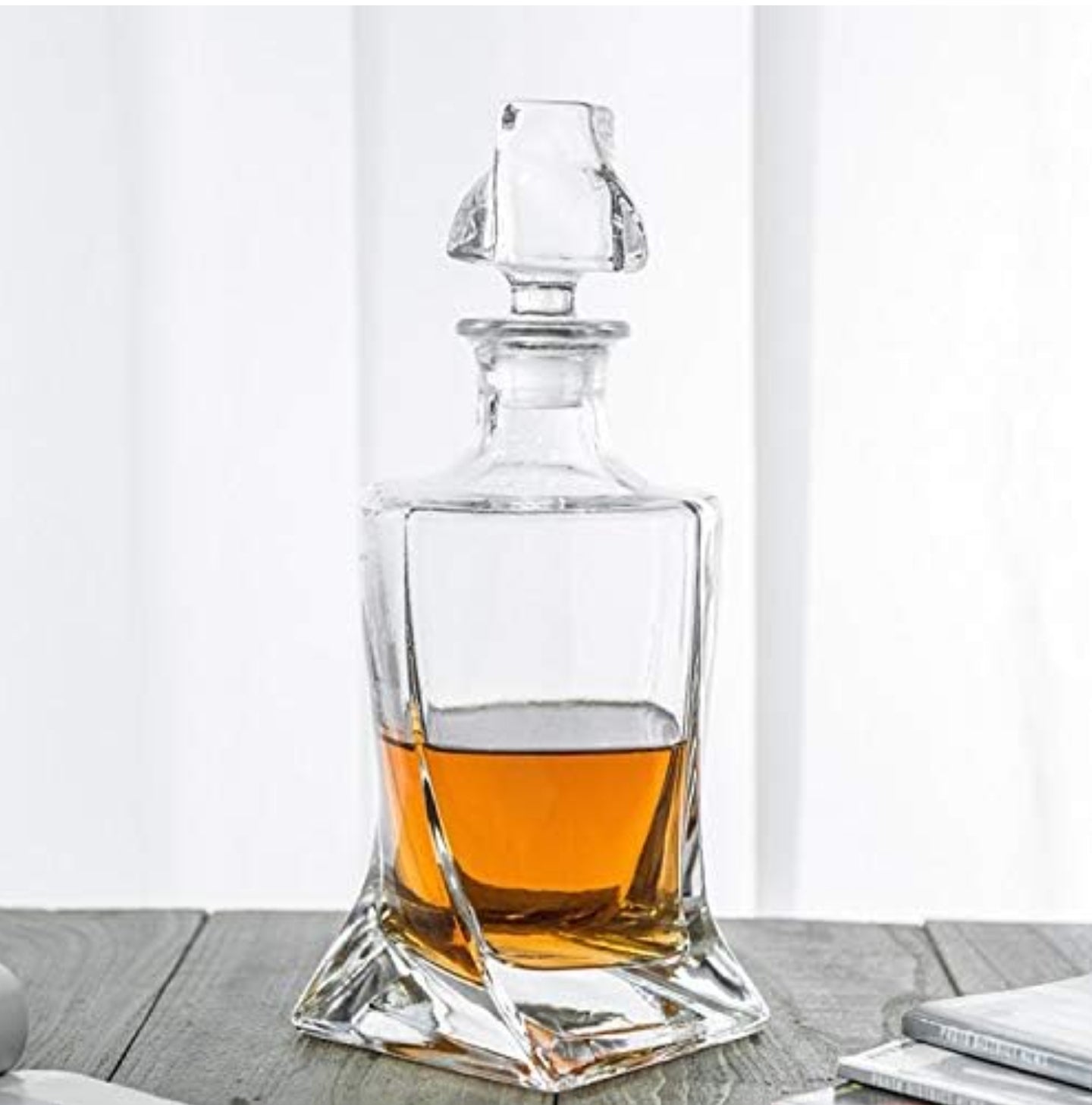 26 oz. Twisted Whiskey Bottle w/Glass Stopper