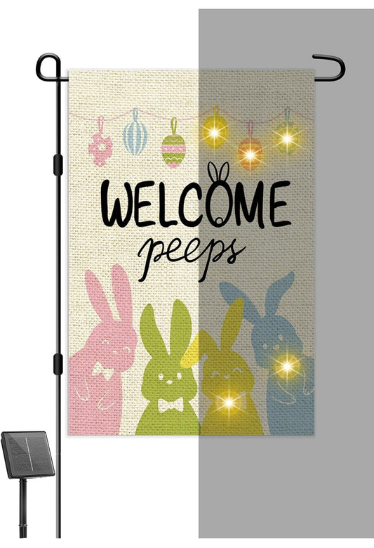 Solar "Welcome Peeps"  Easter Flag