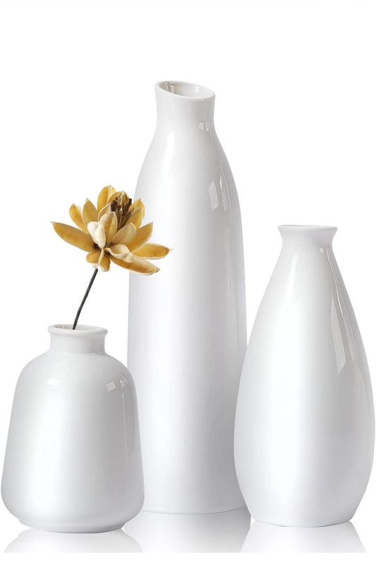 White Ceramic Vase (Set of 3)