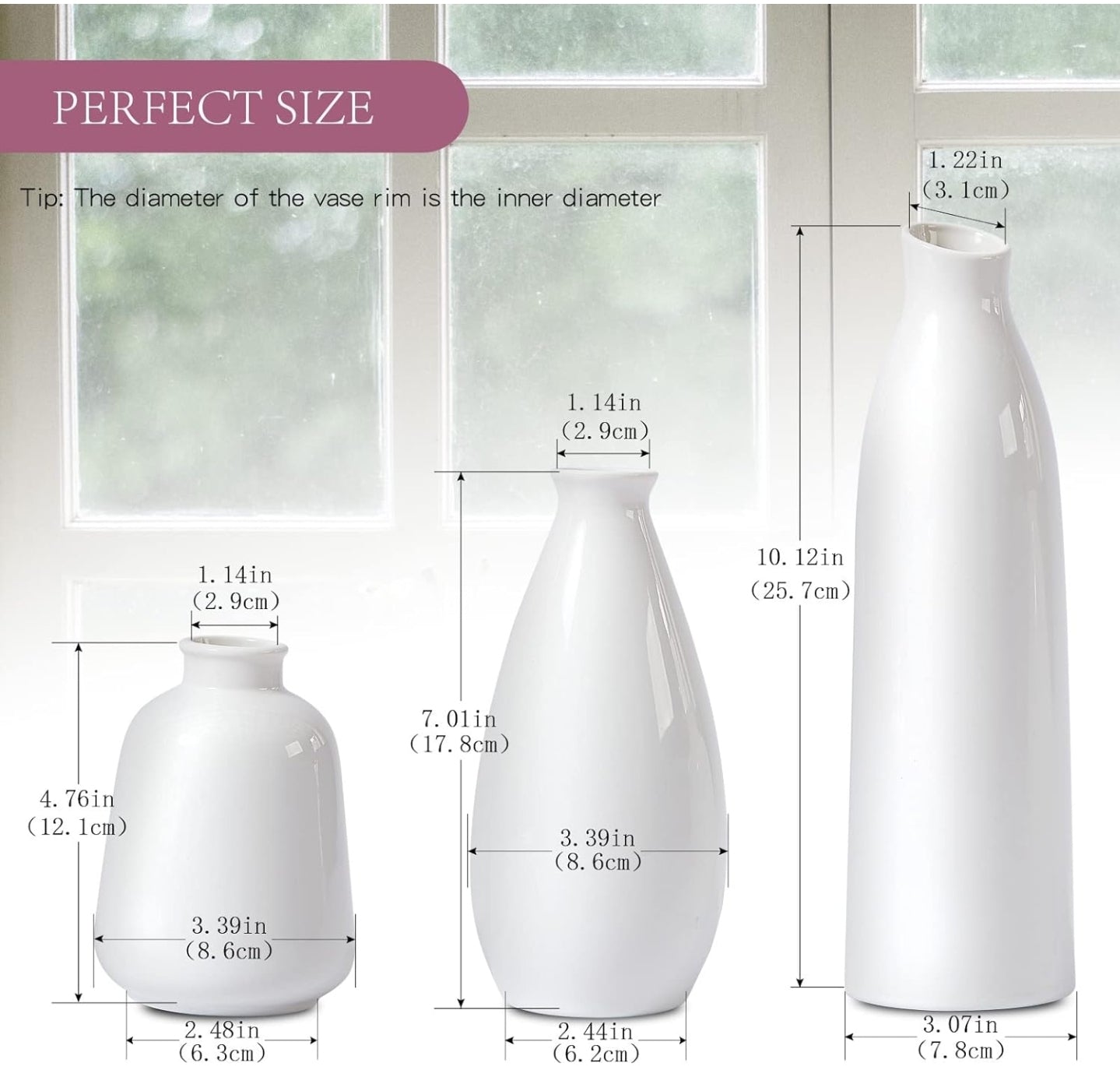 White Ceramic Vase (Set of 3)