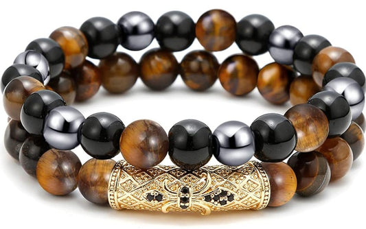 8mm Tiger Eye Triple Protection Bracelet