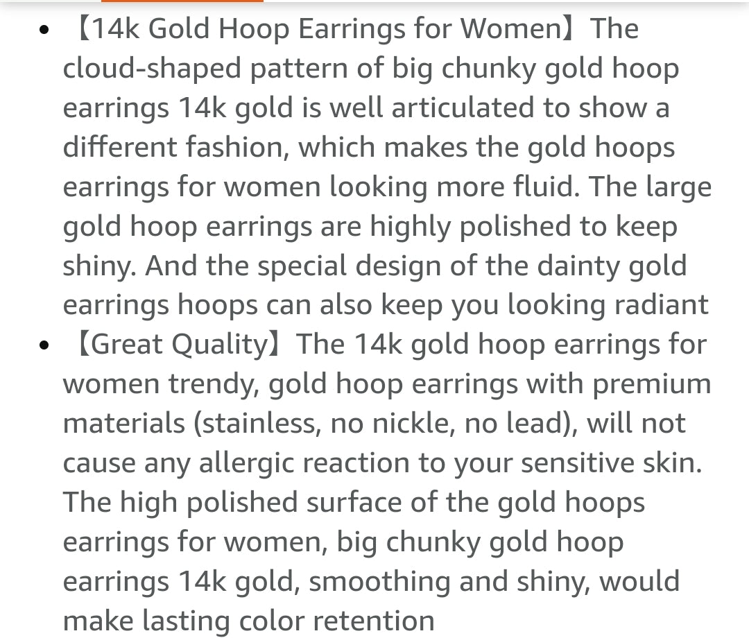 14K Gold Hoop Earrings