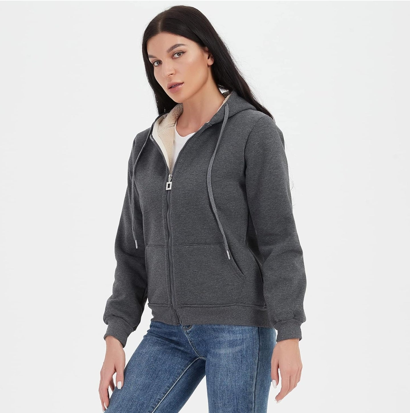 Kissonic Gray Sherpa Zip Up Hoodie