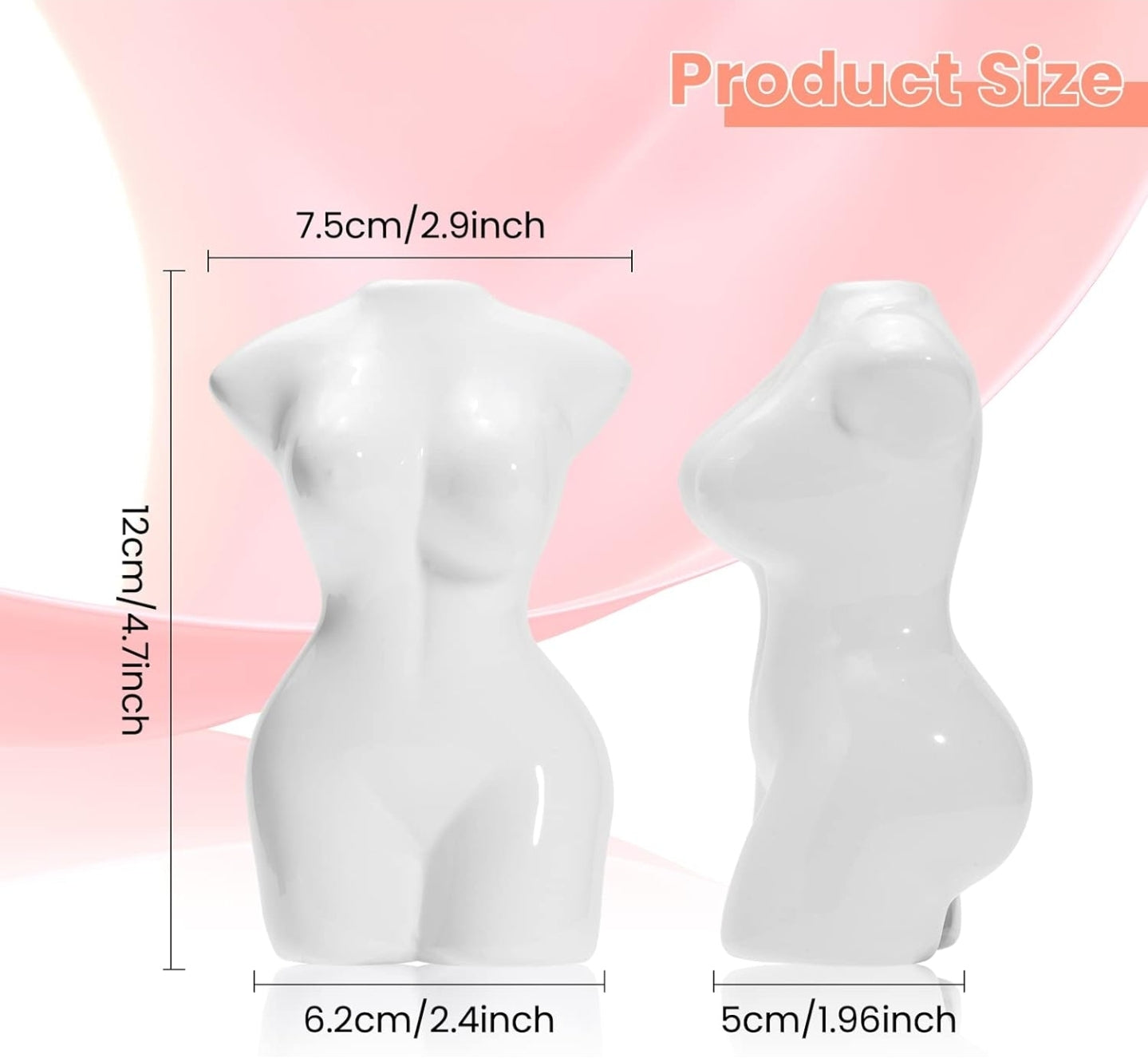 2 pc Mini Body Vases (White/Black)