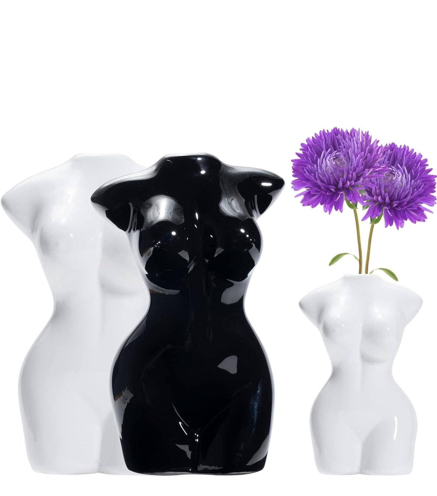 2 pc Mini Body Vases (White/Black)