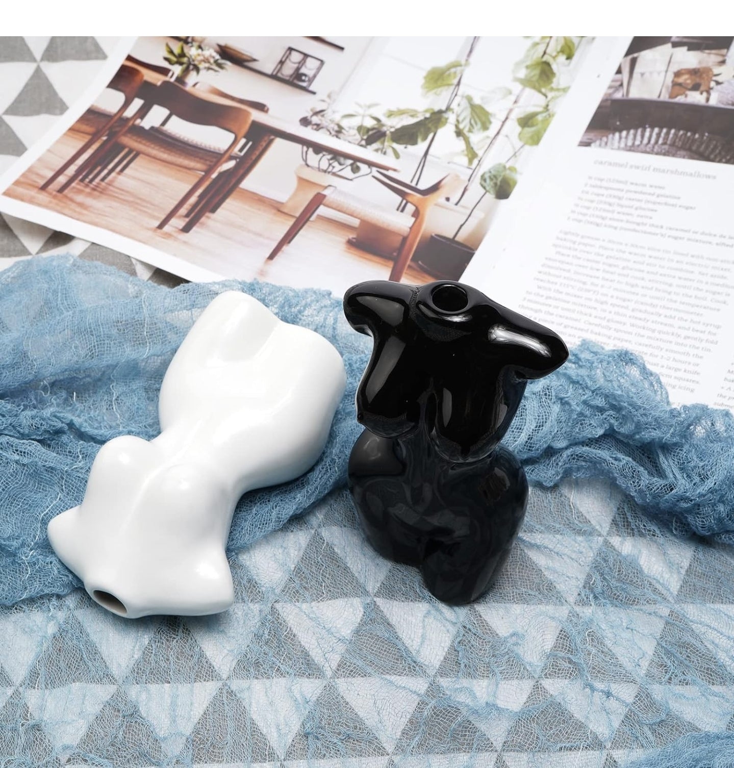 2 pc Mini Body Vases (White/Black)