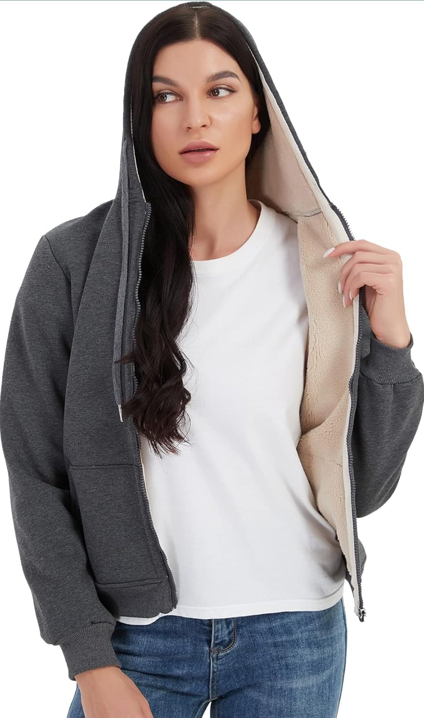 Kissonic Gray Sherpa Zip Up Hoodie