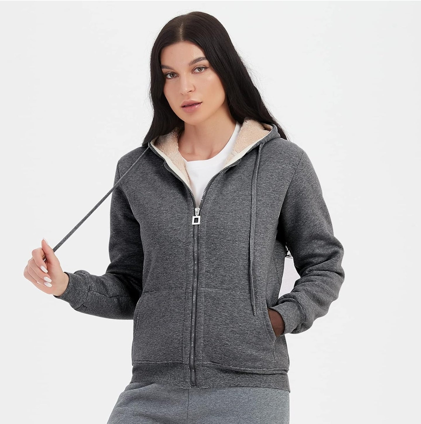 Kissonic Gray Sherpa Zip Up Hoodie