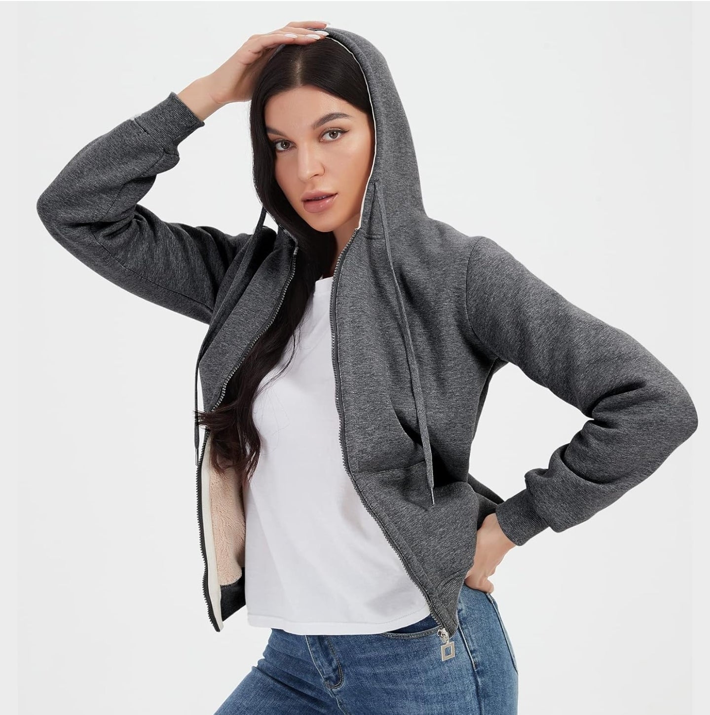 Kissonic Gray Sherpa Zip Up Hoodie